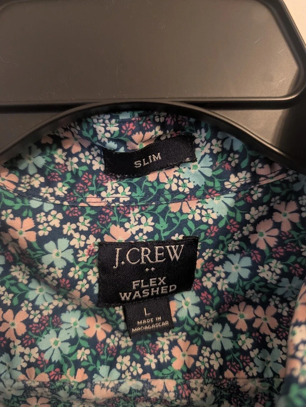 J. Crew Short Sleeve Floral Print Slim Fit Casual Button Down Shirt Size Large